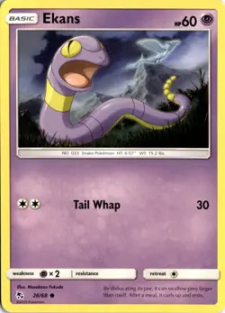 Ekans (26) Common Hidden Fates 26/68 Pokemon Card TCG - Image 1