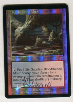 MTG Magic The Gathering Bloodstained Mire Onslaught FOIL SIGNED MP Rob Alexander - Image 1