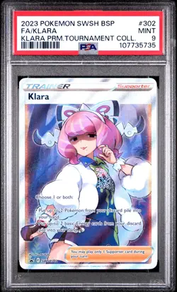 2023 POKEMON SWSH BLACK STAR PROMO #302 FULL ART/KLARA PSA 9 - Image 1