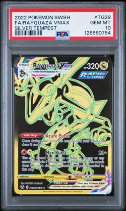 Pokemon 2022 Rayquaza VMAX TG29 Full Art Silver Tempest GEM MINT PSA 10 - Image 1
