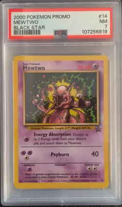 2000 Pokemon Promo, Black Star #14, Mewtwo, PSA 7, NM - Image 1