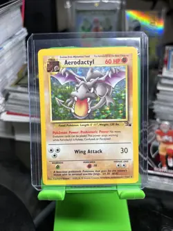 Aerodactyl Pokemon card 1/62 Fossil Unlimited Holo Pokemon Card LP - Image 1