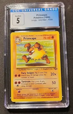 Pokemon TCG Primeape 43/64 Jungle Unlimited 1999 CGC 5 - Image 1
