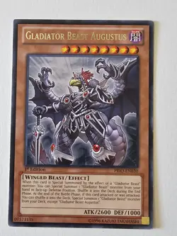 1x (LP) - Gladiator Beast Augustus - PRIO-EN030 - Rare - 1st Edition YuGiOh - Image 1