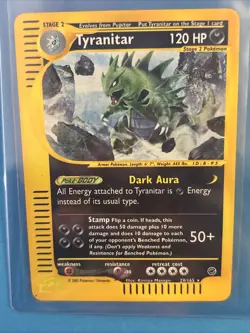 Pokemon TCG Tyranitar Expedition Base Set Reverse Holo Rare Card 29/165 - Image 1