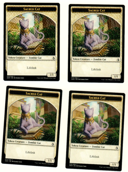 Set Of 4 Sacred Cat Token Amonkhet Magic the Gathering Token Card - Image 1