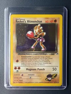 Rocket's Hitmonchan Gym Heroes 11/132 Unlimited Holo Rare Pokemon Card-MP - Image 1