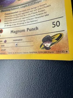 Rocket's Hitmonchan Gym Heroes 11/132 Unlimited Holo Rare Pokemon Card-MP - Image 5