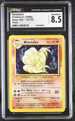 CGC 8.5 Ninetales 1999 Base Set 12/102 Holo Pokemon Card - Image 1