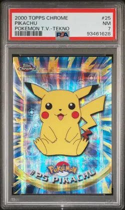 2000 Topps Chrome Pokemon TV Tekno Pikachu #25 PSA 7 NEAR MINT NM! Low Pop RARE! - Image 1