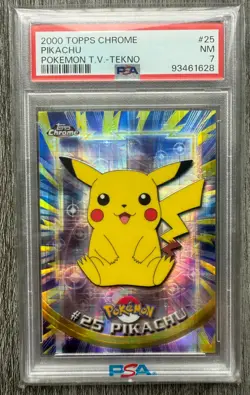 2000 Topps Chrome Pokemon TV Tekno Pikachu #25 PSA 7 NEAR MINT NM! Low Pop RARE! - Image 3