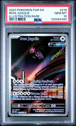 2023 POKEMON PAR EN-PARADOX RIFT ILLUSTRATION RARE #216 IRON JUGULIS PSA 10 - Image 1