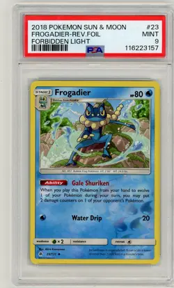 2018 Pokemon Sun & Moon Forbidden Light Frogadier Reverse Holo #23 PSA 9 Mint - Image 1
