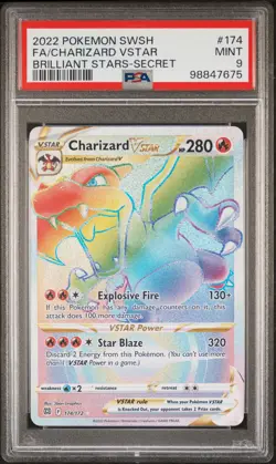 2022 POKEMON SWORD & SHIELD BRILLIANT STARS #174 FULL ART/CHARIZARD VSTAR PSA 9 - Image 1