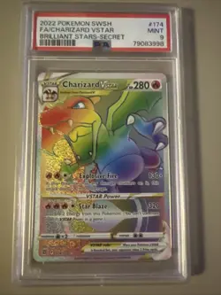 2022 Pokemon SWSH Brilliant Stars Secret Full Art Charizard VSTAR #174/172 PSA 9 - Image 1