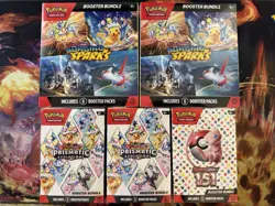 Pokemon Booster Bundle Lot: 2x Surging Sparks, 2x Prismatic Evolution, 1x 151 - Image 1
