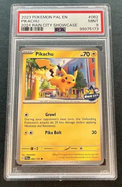 Pokemon Pikachu 2024 Rain City Showcase PSA 9 #062 062/193 - Image 1