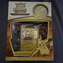 Pokemon TCG Shining Legends Pikachu Pin Collection READ - Image 1