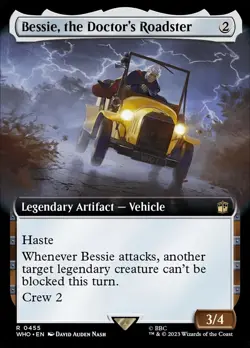 Bessie, the Doctor's Roadster: MtG Magic Commander Doctor Who Rare EXTENDED ART - Image 1