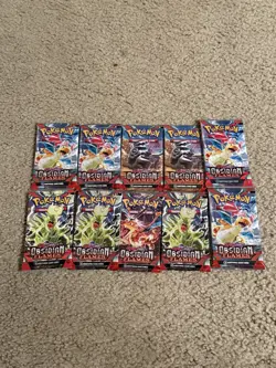 Pokemon Scarlet & Violet Obsidian Flames Booster Pack Lot 10 Total Packs SEALED - Image 1
