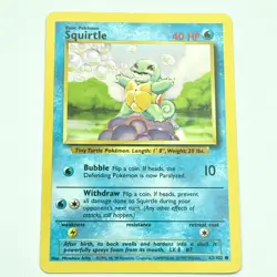 Squirtle 63/102 Base Set Unlimited 1999 Vintage Pokemon Common - Near Mint - Image 1