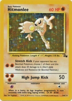 Pokemon TCG - Hitmonlee - 7/62 - Holo Unlimited - Fossil Unlimited [Near Mint] - Image 1