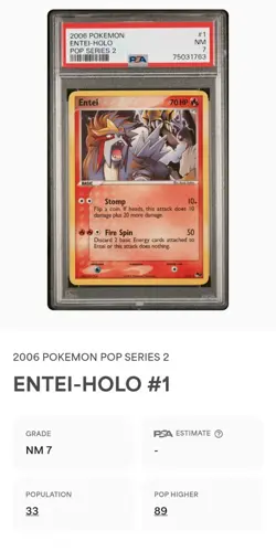 PSA 7 Graded Entei - Holo Pop Series 2 2006 Pokemon #1 - Image 5