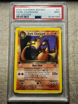 2000 Pokemon Rocket Gang 1st Edition Dark Charizard #21 PSA 9 Mint - Image 1