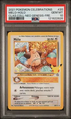 🇫🇷 MELO HOLO PSA 10 - 25 ANS CELEBRATIONS 20/111 FR Carte Pokemon 🇫🇷 - Image 2