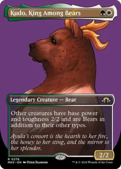 Kudo, King Among Bears (Borderless) -Foil Light Play MTG Modern Horizons 3 - Image 1