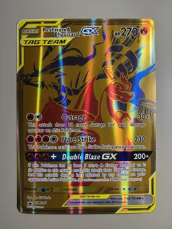 Pokemon Reshiram Charizard GX Full Art Gold Foil Card SM247 Ultra Rare. JUMBO! - Image 1