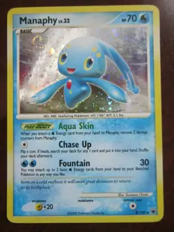 MANAPHY HOLO POKEMON CARD MAJESTIC DAWN 8/100 W/ SWIRL LIGHTLY PLAYED EX+ - Image 1