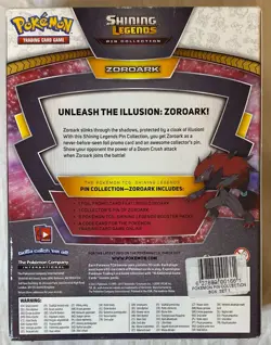 2017 POKEMON SUN & MOON SHINING LEGENDS PIN COLLECTION W/ ZOROARK PIN & PROMO A - Image 2