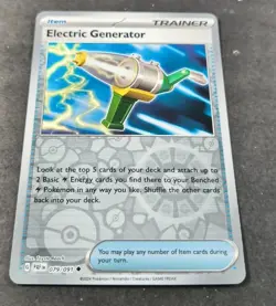 Pokemon Paldean Fates Electric Generator Reverse Holo Trainer 079/091 NM - Image 1
