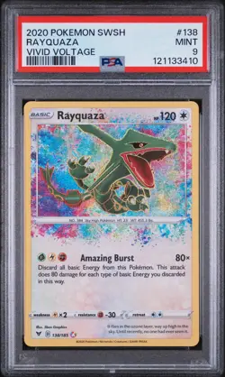 Rayquaza Amazing Rare 138/185 Vivid Voltage PSA 9 Mint 2020 Pokemon TCG - Image 1