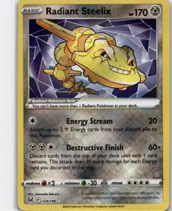 Radiant Steelix Radiant Rare SWSH11: Lost Origin 124/196 NM Pokemon - Image 1