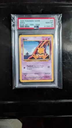 PSA 10 GEM 💎 MINT 1999-2000 UK 4TH PRINT BASE SET POKEMON ABRA 43/102 #43 WOTC - Image 3