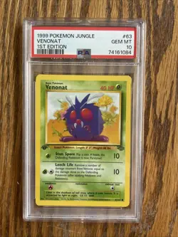 1999 Pokemon Jungle Venonat 1st Edition 63/64 PSA 10 - Image 1