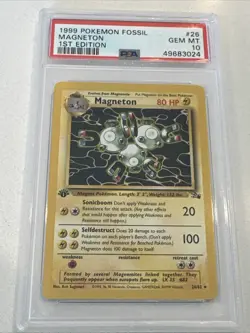 1999 Pokemon Fossil 1st Edition #26 Magneton PSA 10 - Image 1