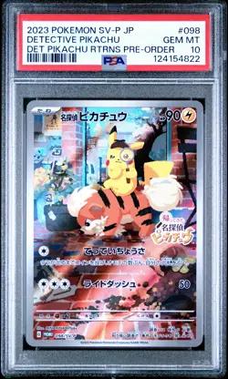 2023 POKEMON JPN SV-P PROMO #098 DETECTIVE PIKACHU PSA 10 - Image 1