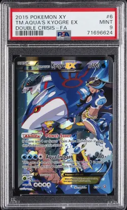 2015 POKEMON XY DOUBLE CRISIS #6 FULL ART/TEAM AQUA'S KYOGRE EX PSA 9 - Image 1