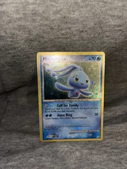 Manaphy DP Trainer Kit Manaphy 4/12 Holo Pokemon HOLO BLEED ERROR 2 SWIRLS READ - Image 1