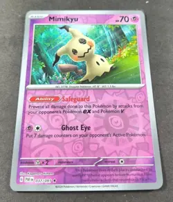 Pokemon Paldean Fates Mimikyu Reverse Holo Rare Card 037/091 NM - Image 1