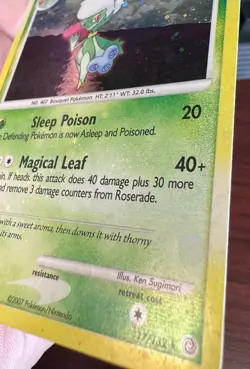 *ERROR CARD* ROSERADE 17/132 Secret Wonders 2007 HOLO BLEED Pokemon TCG + SWIRL - Image 2