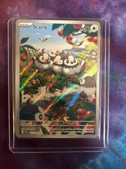 Starly 221/198 AR Scarlet & Violet Illustration Rare NM 2023 Pokemon TCG Card - Image 3