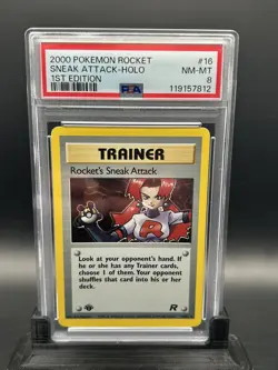 Rocket's Sneak Attack 16/82 - 1st Edition *PSA 8 - NM-MT* Holo Pokemon Card - Image 1