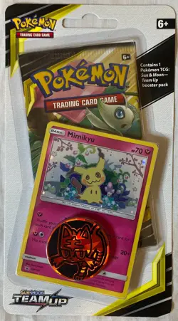 2019 POKEMON SUN & MOON TEAM-UP BOOSTER MIMIKYU SM163 COIN SEALED BLISTER PACK C - Image 1