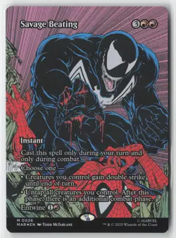 MTG - Savage Beating (Borderless) M Marvel Universe Eternal-Legal 26 NM FOIL - Image 1