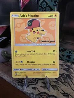 Pokemon TCG Ash's Pikachu SM110 Black Star Movie Promo 'I Choose You' LP - Image 1