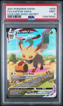 2021 Pokemon Evolving Skies Leafeon VMAX Full Alternate Alt Art #205/203 PSA 9 - Image 1
